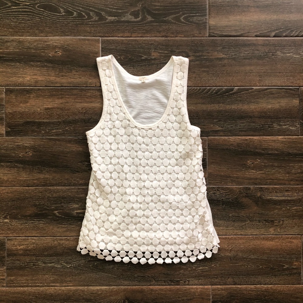 JCrew White Detailed Top